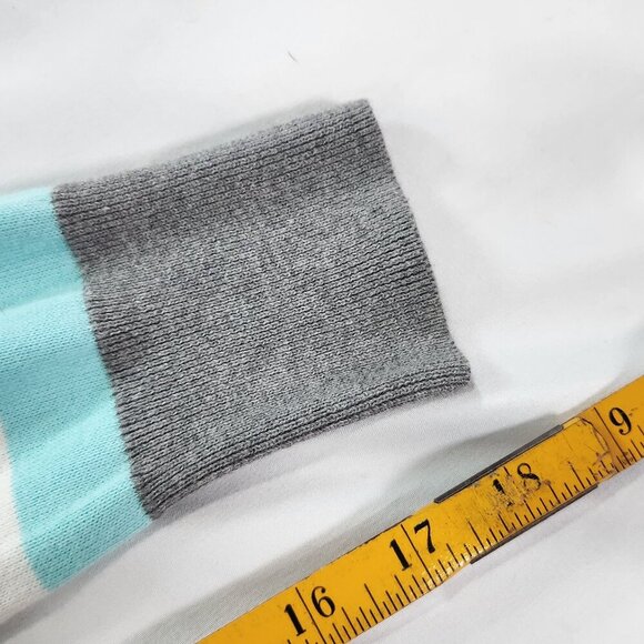 Lands End Striped Cardigan Blue/Gray Medium.  Lot E - Picture 7 of 7